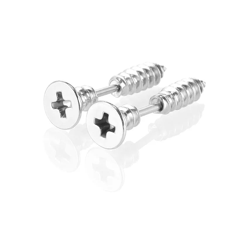 Punk Stainless Steel Stud Earrings - Gold Black Colorful Helix & Body Piercing Jewelry