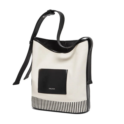 FOXER Lady Fashion PU Shoulder Bag – Large Capacity Top Handbag, Office Commuter Bag, Vegan Leather Female Composite Bucket