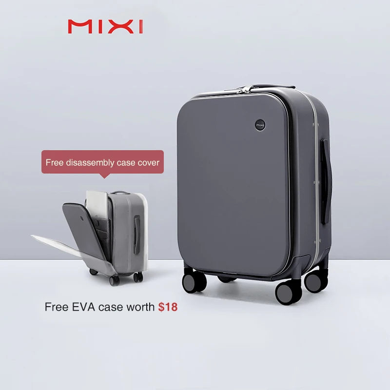Mixi Aluminum Frame Carry-On Suitcase — Patent Design Rolling Luggage for Cabin, 18/20/24 Inch M9260