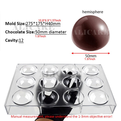 3D Polycarbonate Chocolate Mold - Sphere Diamond Chocolate Bomb & Bonbon Baking Mold for Professional Candy Making