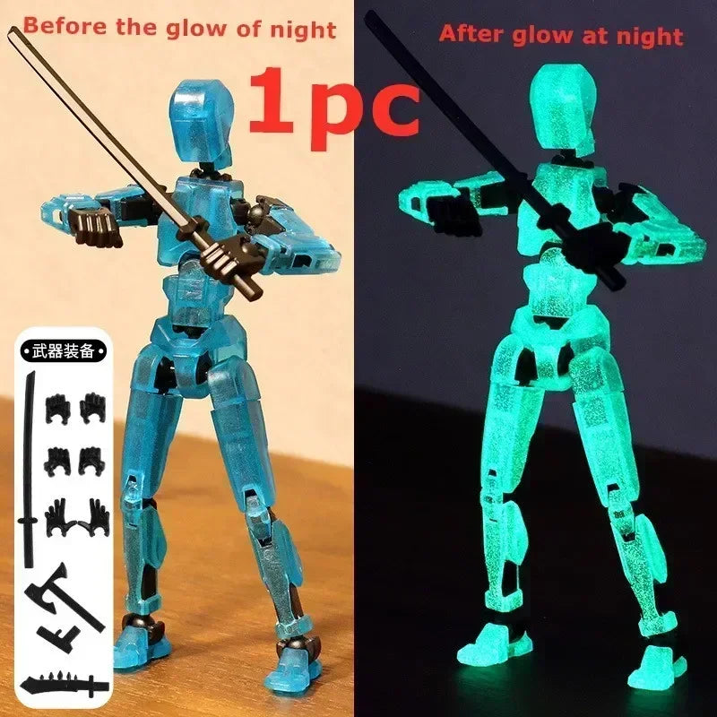 DIY Luminous T13 Multi-Joint Shapeshift Robot & Dog – 3D Printed Movable Mannequin Action Figures for Kids & Gifts