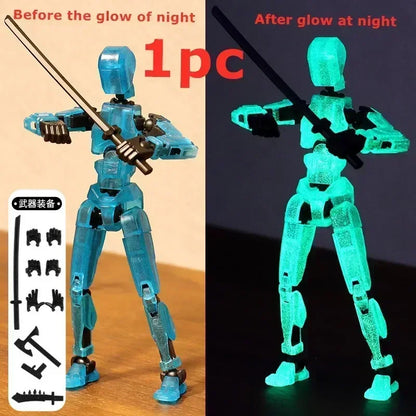 DIY Luminous T13 Multi-Joint Shapeshift Robot & Dog – 3D Printed Movable Mannequin Action Figures for Kids & Gifts