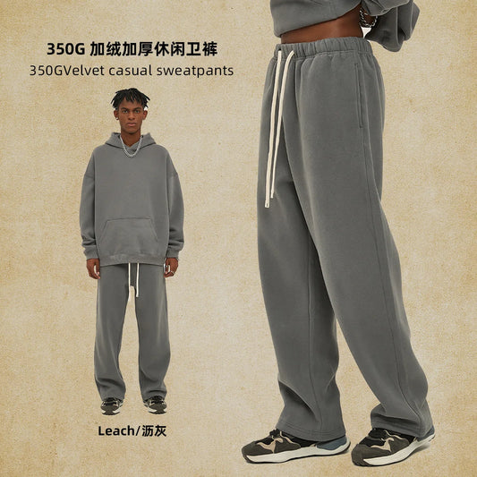 Straight-Lined Solid Color Cashmere Sweatpants – Soft Cozy Lounge Pants