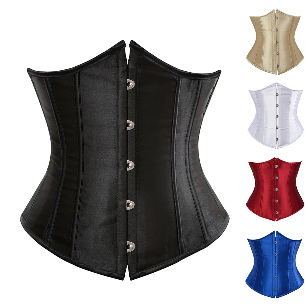 Sculpt Your Curves: Sexy Underbust Corset Waist Slimming Bustier - Steampunk Lace-up Design, Body Shaper and Waist Trainer for Women