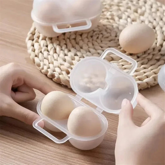 Portable 2-Cell Egg Storage Box – Shockproof Plastic Egg Tray Holder for Refrigerator & Outdoor Travel Egg Protection Container