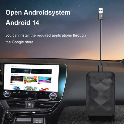 Acodo 2025 Android 14 CarPlay AI Box – 3-in-1 Wireless Android Auto USB Adapter & Universal TV Box for YouTube & Netflix Plug and Play