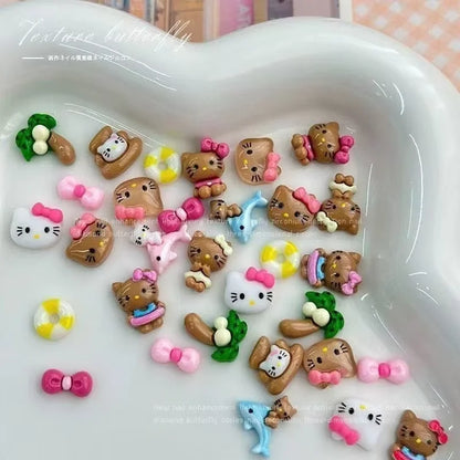 120PCS Sanrio Nail Charms Set - Kuromi, Cinnamoroll, and My Melody Resin Decorations for DIY Manicure Nail Art