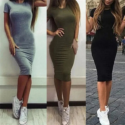 Women's Summer Bandage Bodycon Dress - Short Sleeve Knee-Length Sheath Dress Casual Party Fashion Style