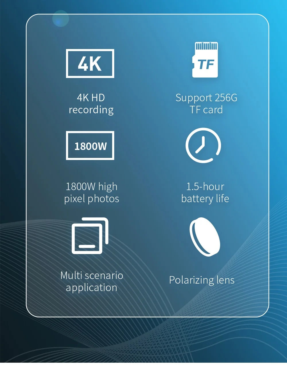 4K HD Smart Glasses Camera — Eyewear Camcorder for Driving, Cycling & Outdoor Video Recording