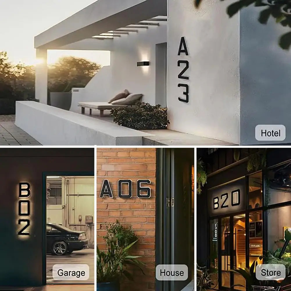 9-Inch Solar House Number Sign - LED Backlit Waterproof Address Plaque with Auto On/Off & No-Drill Installation