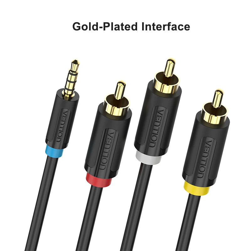 Vention 3.5mm to 3 RCA Audio Cable - Male to Male Aux Adapter for Android TV Box, Speakers, iPod & Audio Devices