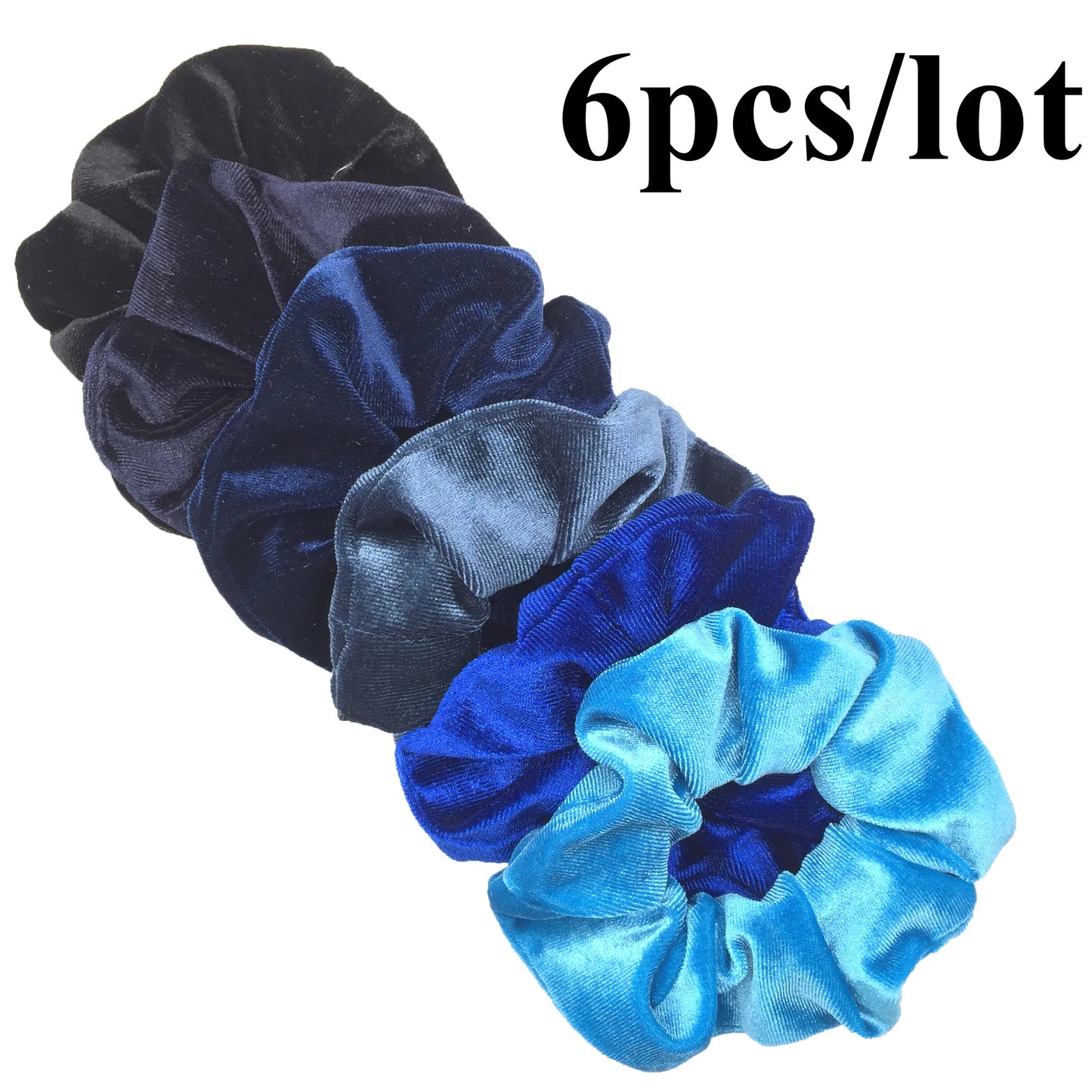 10/6/1Pcs Velvet Hair Scrunchies Set for Women – Solid Color Elastic Ponytail Hair Bands & Headband Accessories (Black Pack)