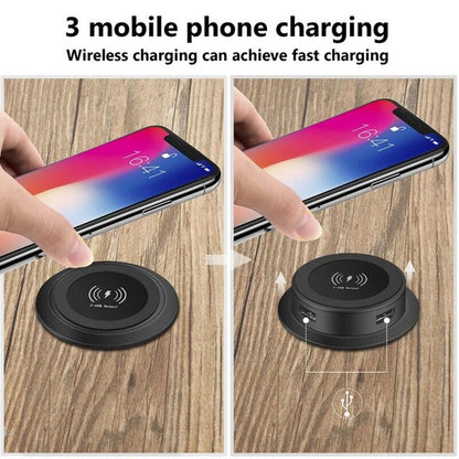 30W Wireless Desktop Charger – Fast Wireless Charging for iPhone, Samsung, Huawei, Xiaomi | Dual USB Phone Charging Station