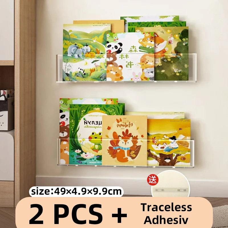 Acrylic Picture Book Display Stand – Wall Hanging Bookshelf for Children's Books, Magazines, and Storage Behind the Door