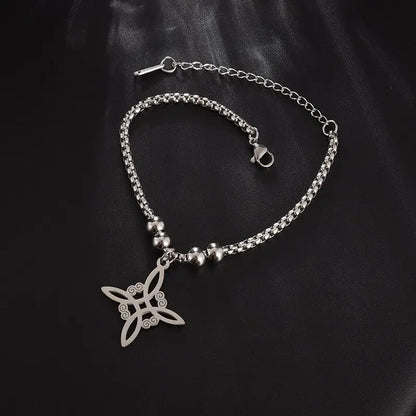 Witch Knot Necklace – Stainless Steel Magic Celtic Knot Pendant, Pagan Witchcraft Symbols, Jewelry Gift for Women