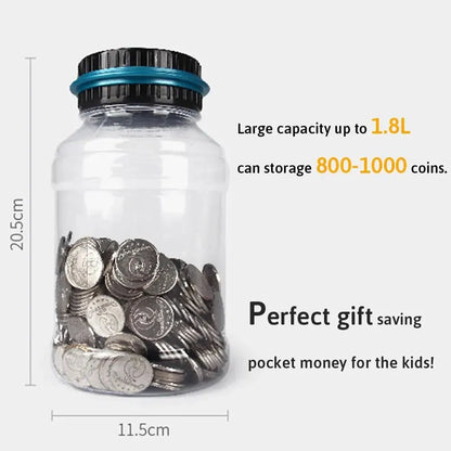 Electronic Piggy Bank Coin Counter - Digital LCD Counting Money Saving Jar for USD, EURO, Coin Storage Box - Perfect Money Gift Idea