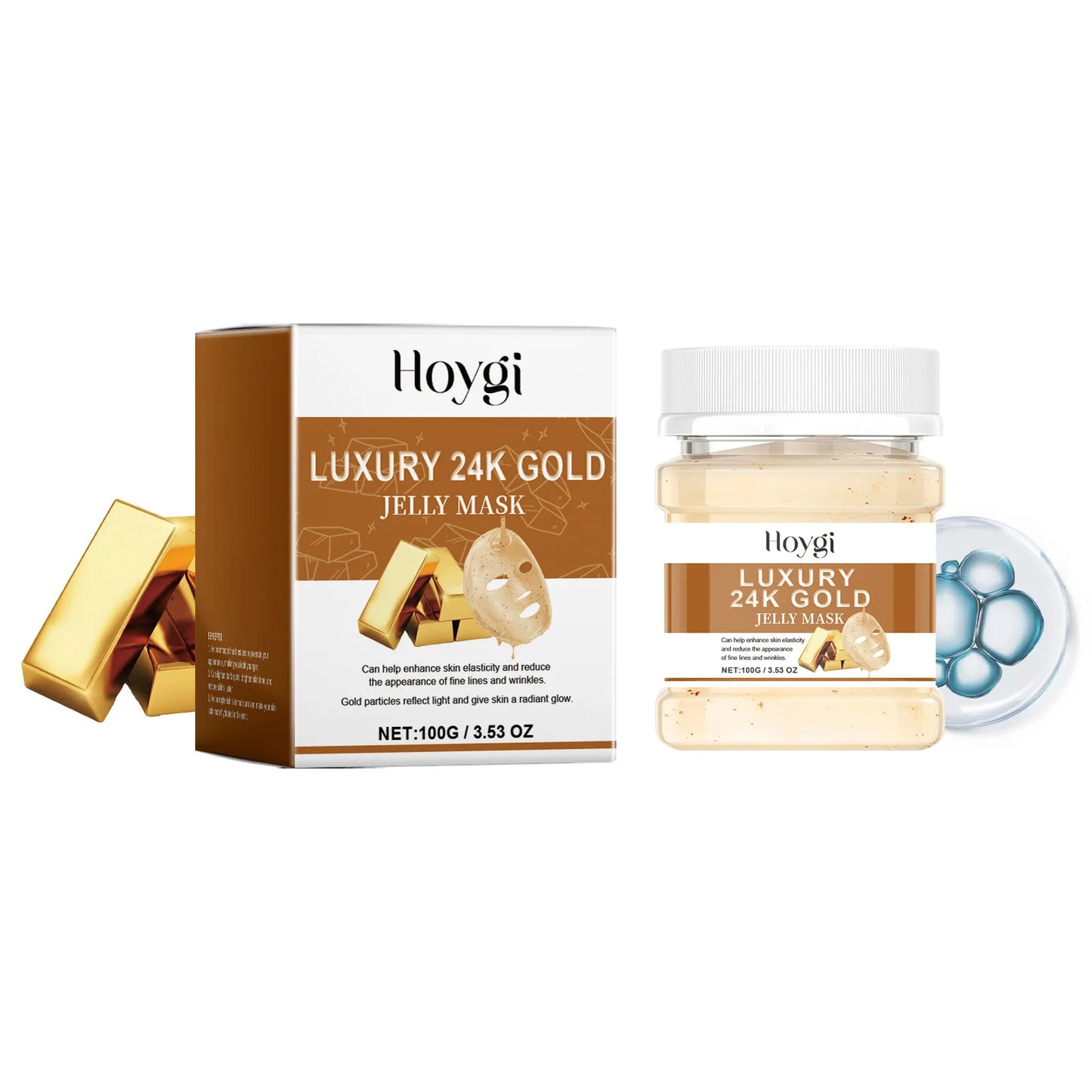 Jelly Mask Powder - Hydrating Rose & 24k Gold Peel-Off Facial Mask for Nourishing, Moisturizing & Revitalizing SPA Treatment