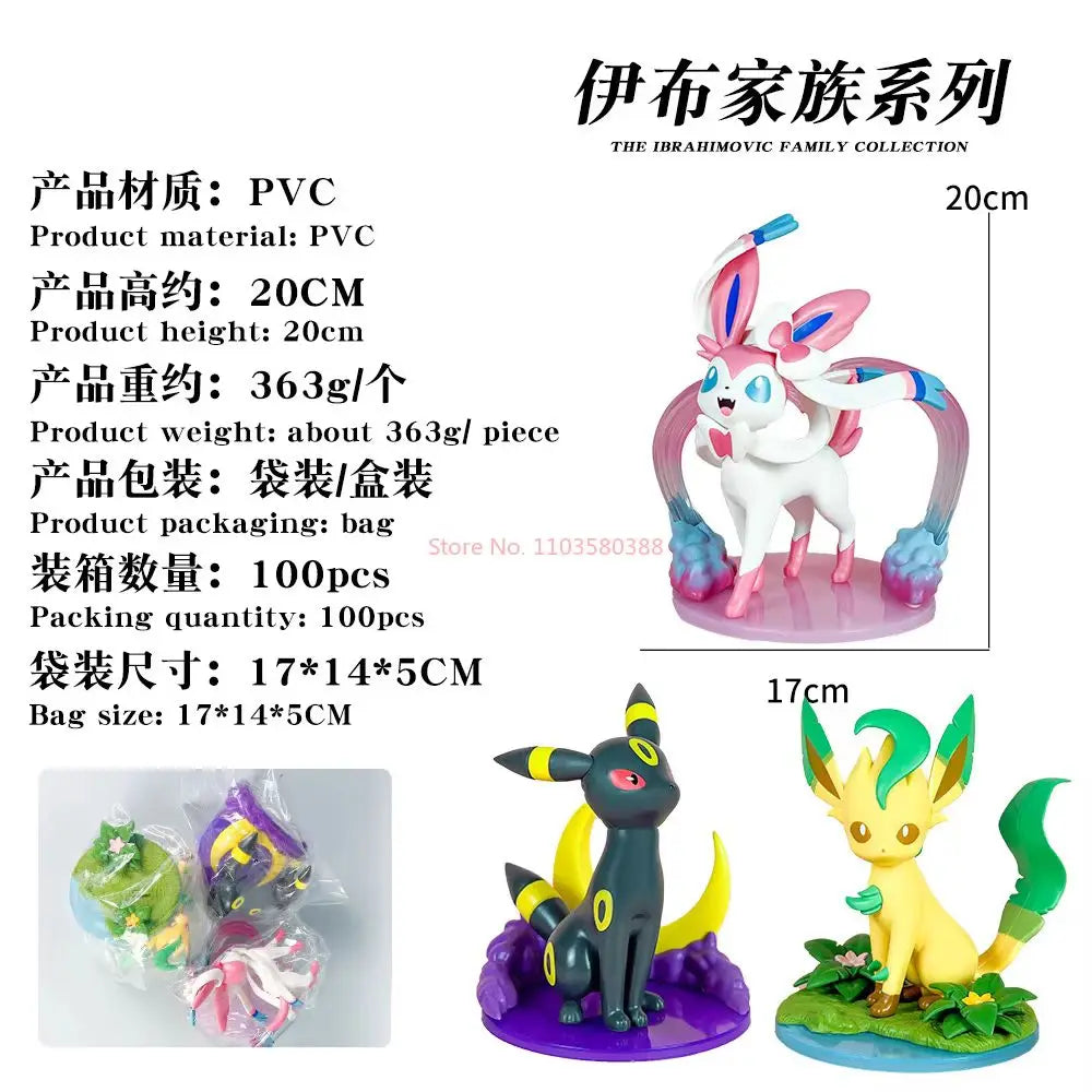 Anime Pokemon Figures – Sylveon, Umbreon, Leafeon Cute Statue Models for Tabletop Collection & Girl’s Birthday Gift