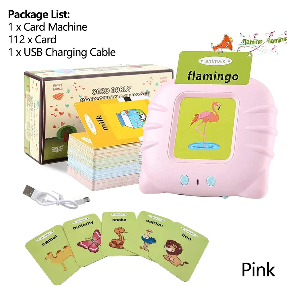 Early Education Flashcards – Talking English Learning Toys for Kids, Preschool Electronic Audio Book Machine Gift