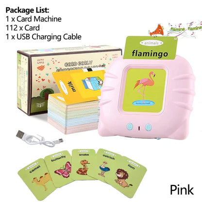 Early Education Flashcards – Talking English Learning Toys for Kids, Preschool Electronic Audio Book Machine Gift