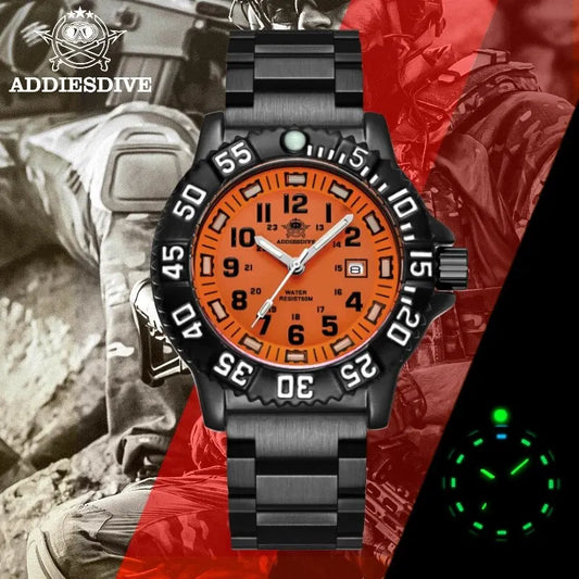 Addies Men's Military Watch - Luminous, Multi-Functional Quartz with Nylon & Steel Strap, Waterproof Outdoor Sports Watch