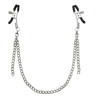 Metal Chain Nipple Clamps - Adult BDSM Sensation Clips for Couples’ Intimate Play