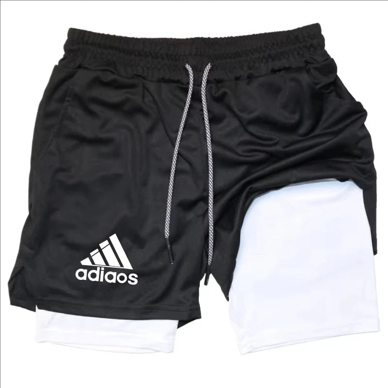 Men’s 2-in-1 Compression Running Shorts – Breathable Mesh Quick-Dry Gym Fitness Training Sports Shorts for Summer Workout