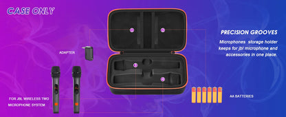 Portable EVA Wireless Microphone Carrying Case – Compatible with JBL Dual Mic System for Travel, Camping & Trips