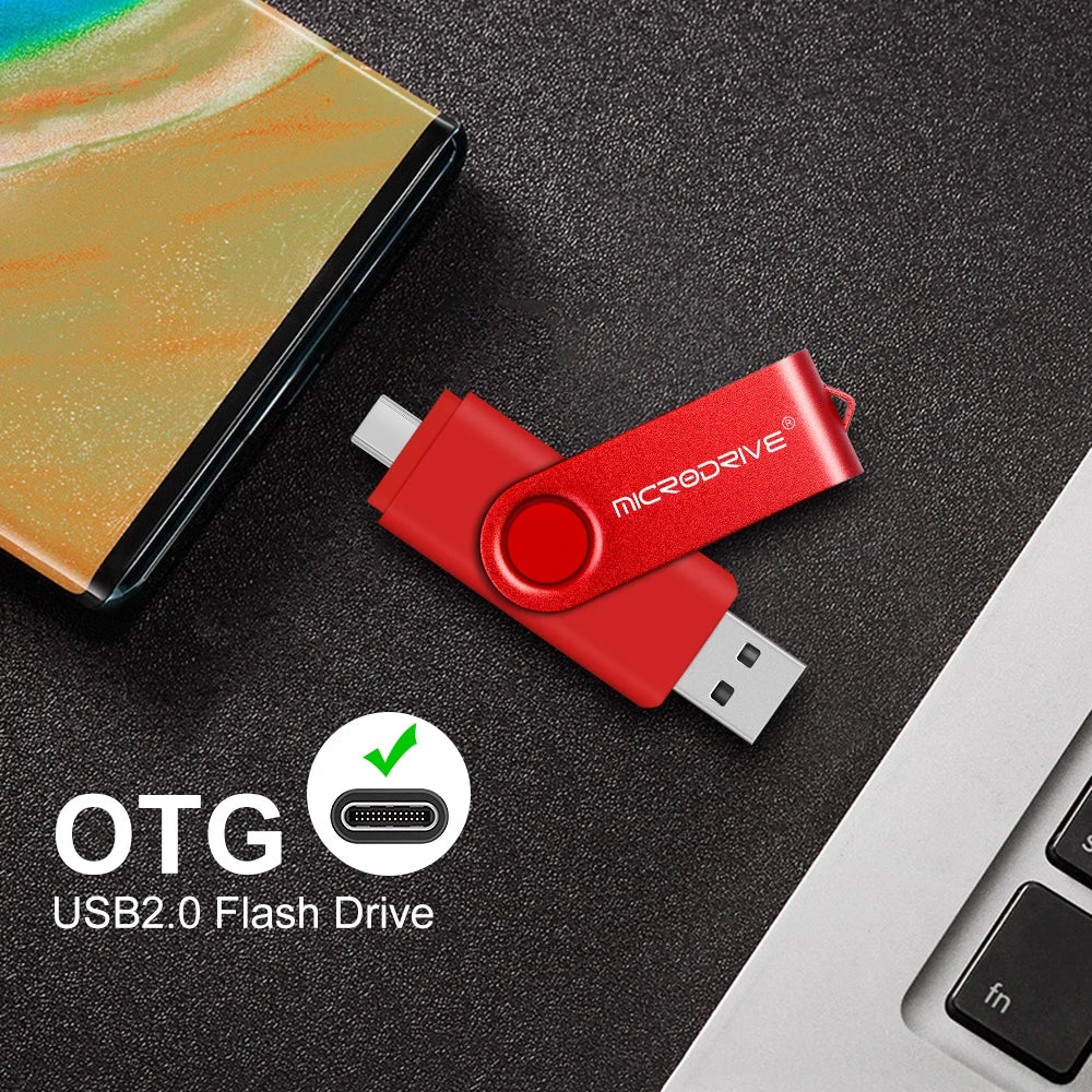 2-in-1 Metal OTG USB Flash Drive – Type-C & USB Memory Stick (4GB to 128GB) for Phones & PCs