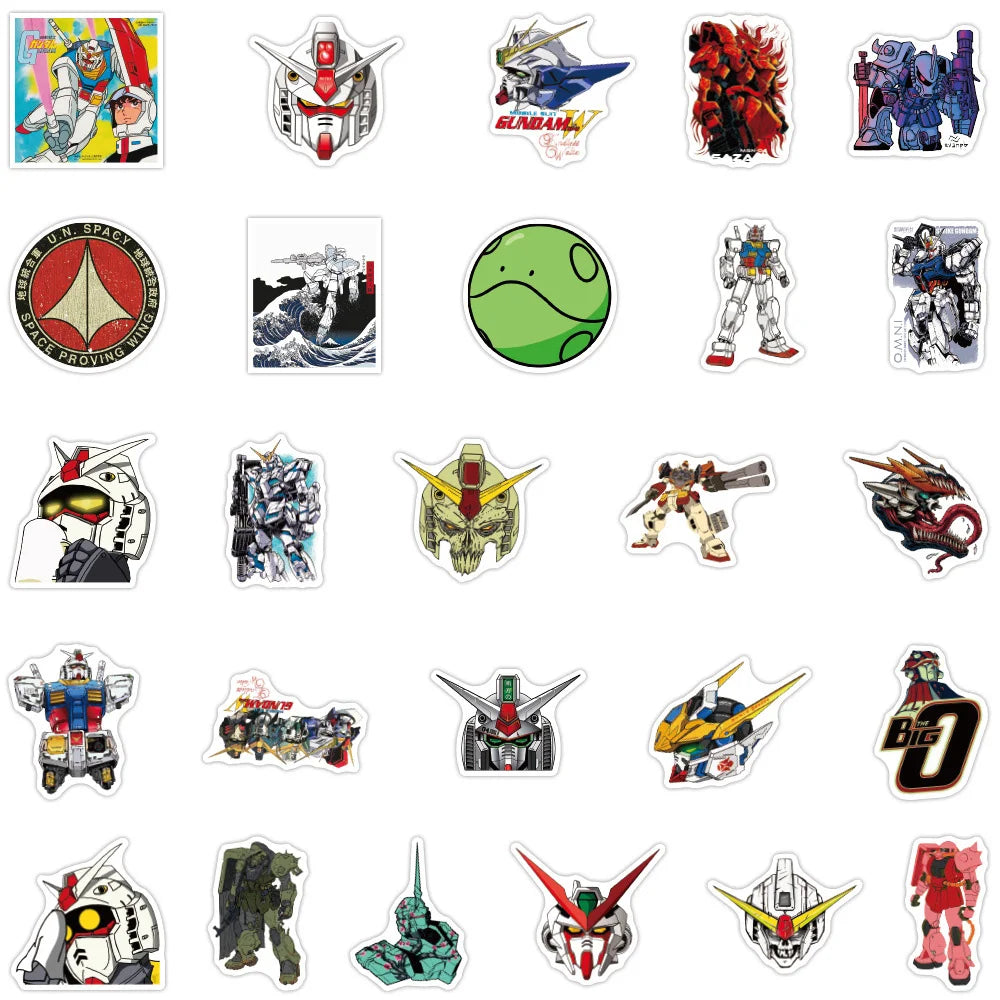 GUNDAM Anime Stickers - 10/30/50-Piece Cartoon Sticker Pack for DIY Crafts, Phone Cases, Stationery and Kids’ Gifts