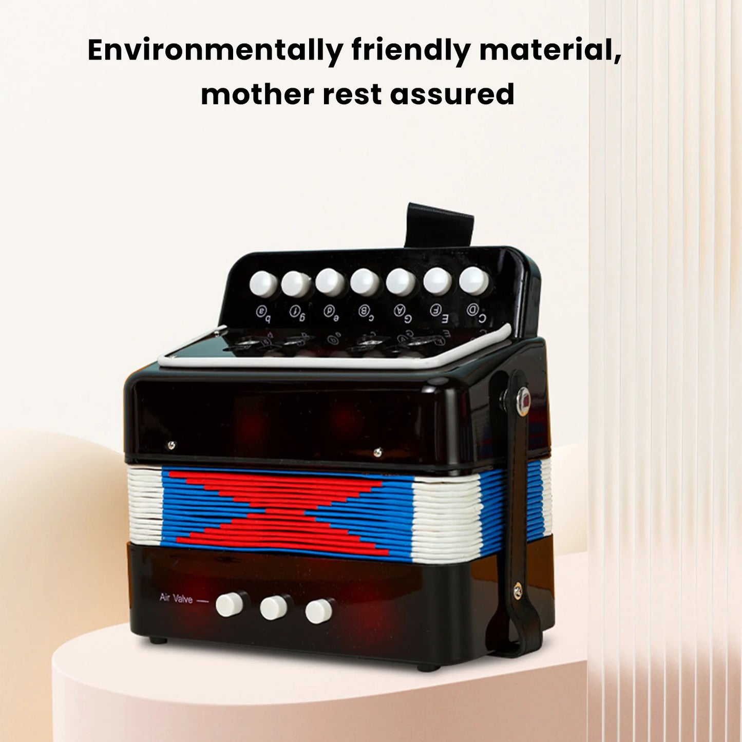 Kids Beginner Button Accordion - 2 Bass Educational Musical Instrument with Belt for Practice