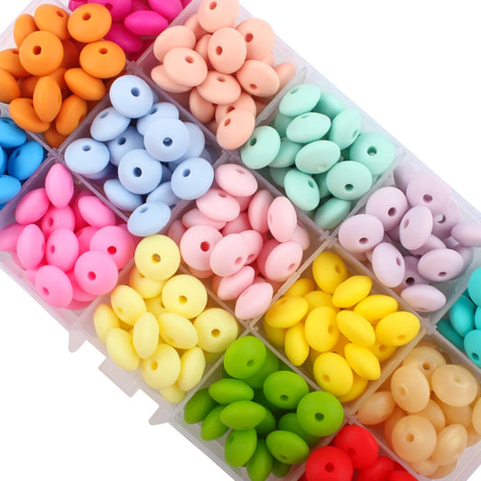 12mm Silicone Lentil Abacus Beads 50/100PCS – DIY Loose Focal Beads for Jewelry, Bracelets, Necklaces & Keychains