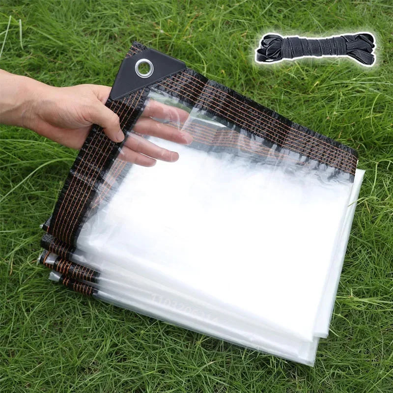 Transparent Heavy-Duty Waterproof Tarpaulin – Thick Windproof & Snowproof Clear Rain Cover for Patio, Garden, Porch & Chicken Coop