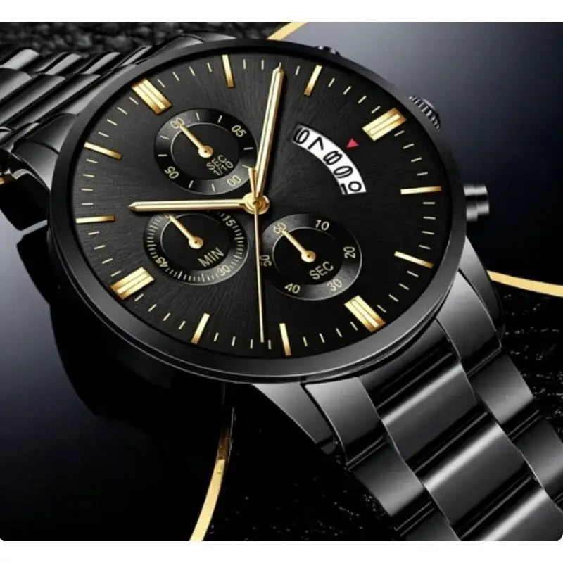 Luxury Stainless Steel Men’s Quartz Watch - Calendar Business Dress Wristwatch for Daily & Formal Wear
