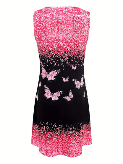 Women’s Sleeveless O-Neck Tank Dress – Sparkling Y2K Summer Casual Oversized Dress for Vacation & Travel