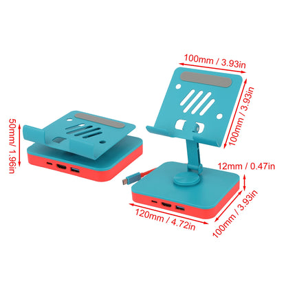 RGEEK 3-in-1 Adjustable Nintendo Switch Pad Stand — USB-C Hub with HDMI 4K 60Hz, USB 2.0 & 100W PD Charging Ports