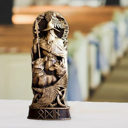 Nordic Gods Resin Figurine - Freya & Sol Viking God Sculpture Scandinavian Statue for Home Living Room Decor