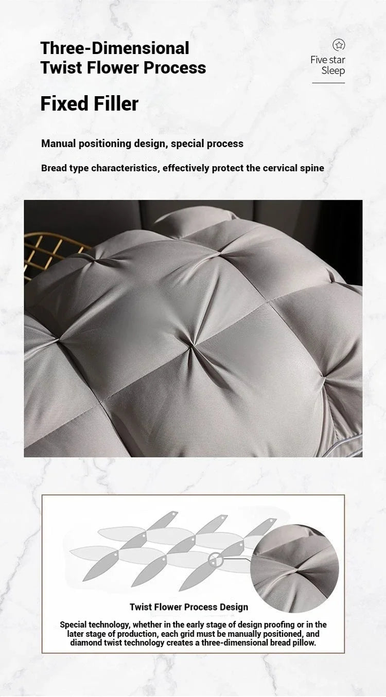 Comfortable Sleeping Pillow – 5-Star Hotel Quality, Soft Three-Dimensional Bilateral Washed Solid Color Pillow