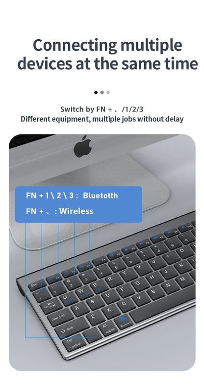 Gray Bluetooth 5.0 & 2.4G Wireless Keyboard Mouse Combo – Rechargeable Full Size Keyboard for Notebook & Laptop