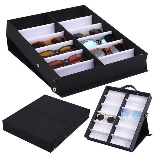 12-Slot Glasses Tray – Sunglasses and Eyeglass Organizer Display Case Holder