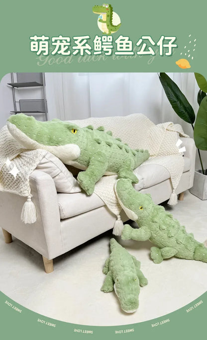 Soft Crocodile Plush Toy – Fluffy Stuffed Alligator Pillow Doll, Jungle Green Sofa Cushion, Birthday Gift