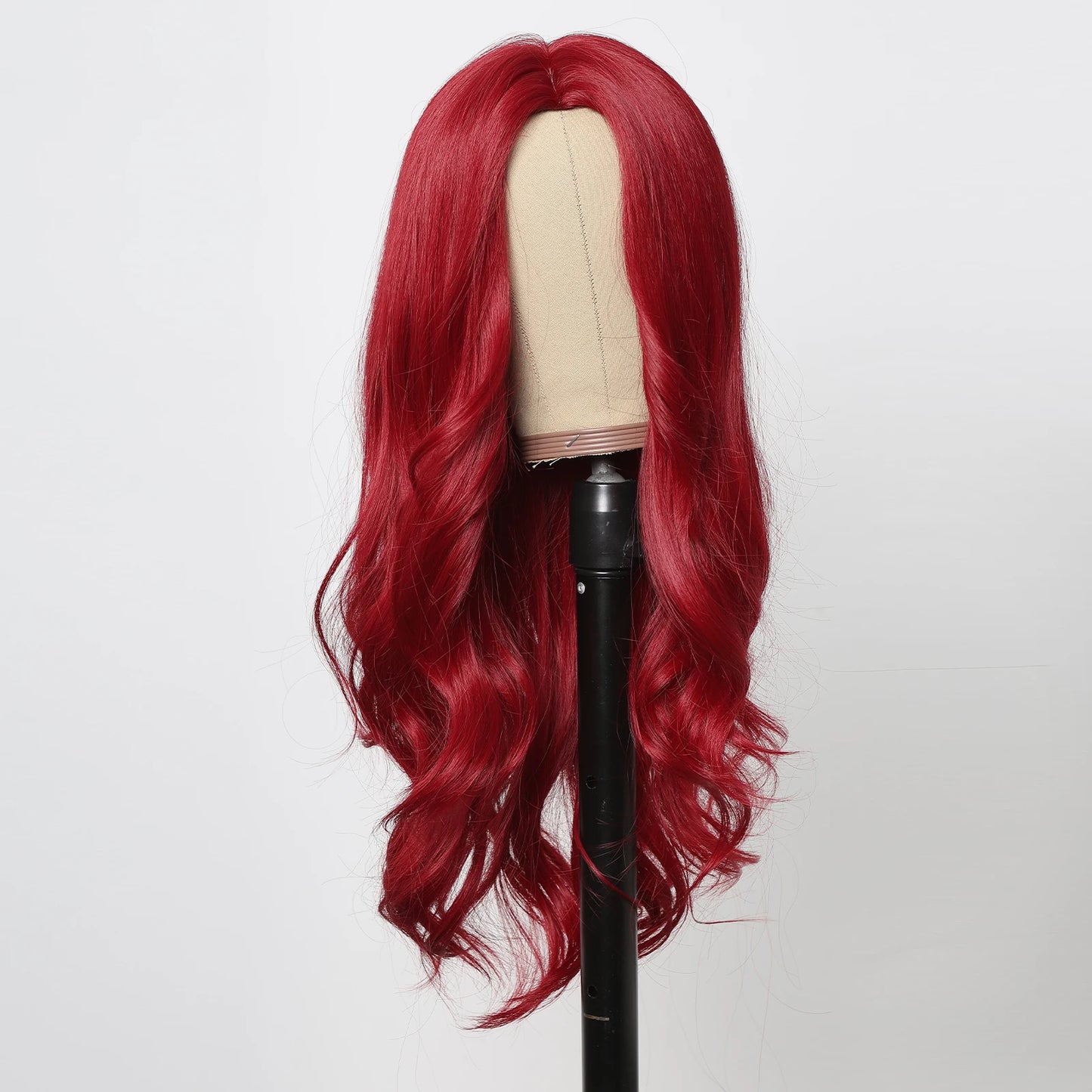 HENRY MARGU Red Synthetic Wig - Long Body Wavy Style, Natural Hairline, Heat-Resistant Fiber for Daily Wear, Parties, and Cosplay