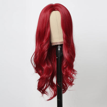 HENRY MARGU Red Synthetic Wig - Long Body Wavy Style, Natural Hairline, Heat-Resistant Fiber for Daily Wear, Parties, and Cosplay