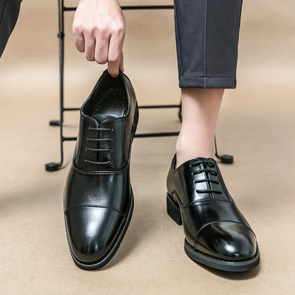 Men’s Luxury Leather Dress Shoes — Comfortable Pointed Business & Wedding Shoes Black