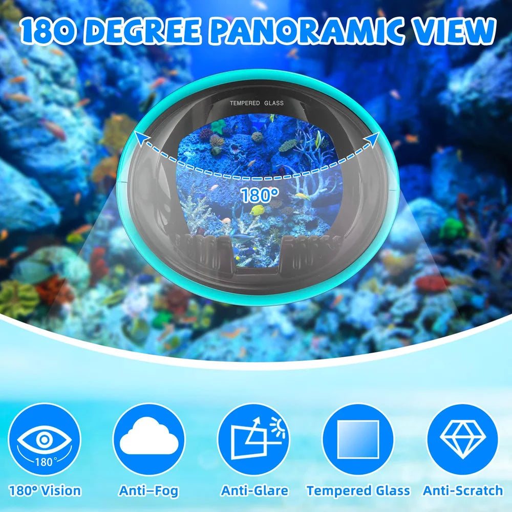 Oval Diving Mask with Tempered Glass Lens – Retro Spearfishing Scuba Goggles, Panoramic Wide View Mask for Adults Outdoor Diving Gear