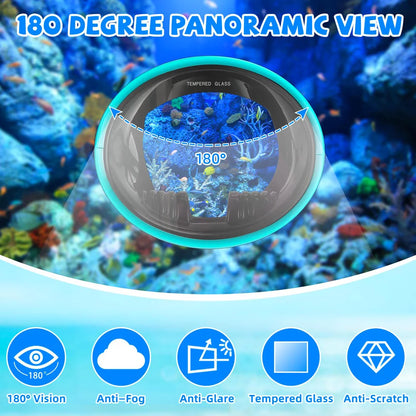 Oval Diving Mask with Tempered Glass Lens – Retro Spearfishing Scuba Goggles, Panoramic Wide View Mask for Adults Outdoor Diving Gear