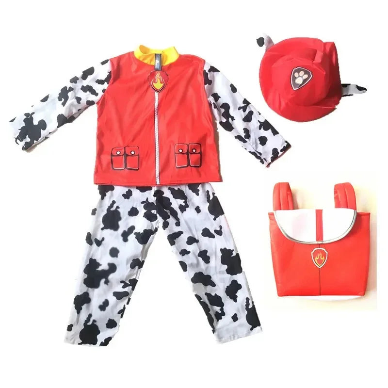 Anime Dog Patrol Kids Costume Set – Tops, Pants, Backpack & Hat for Marshall, Chase, Skye, Zuma, Rubble Halloween Cosplay