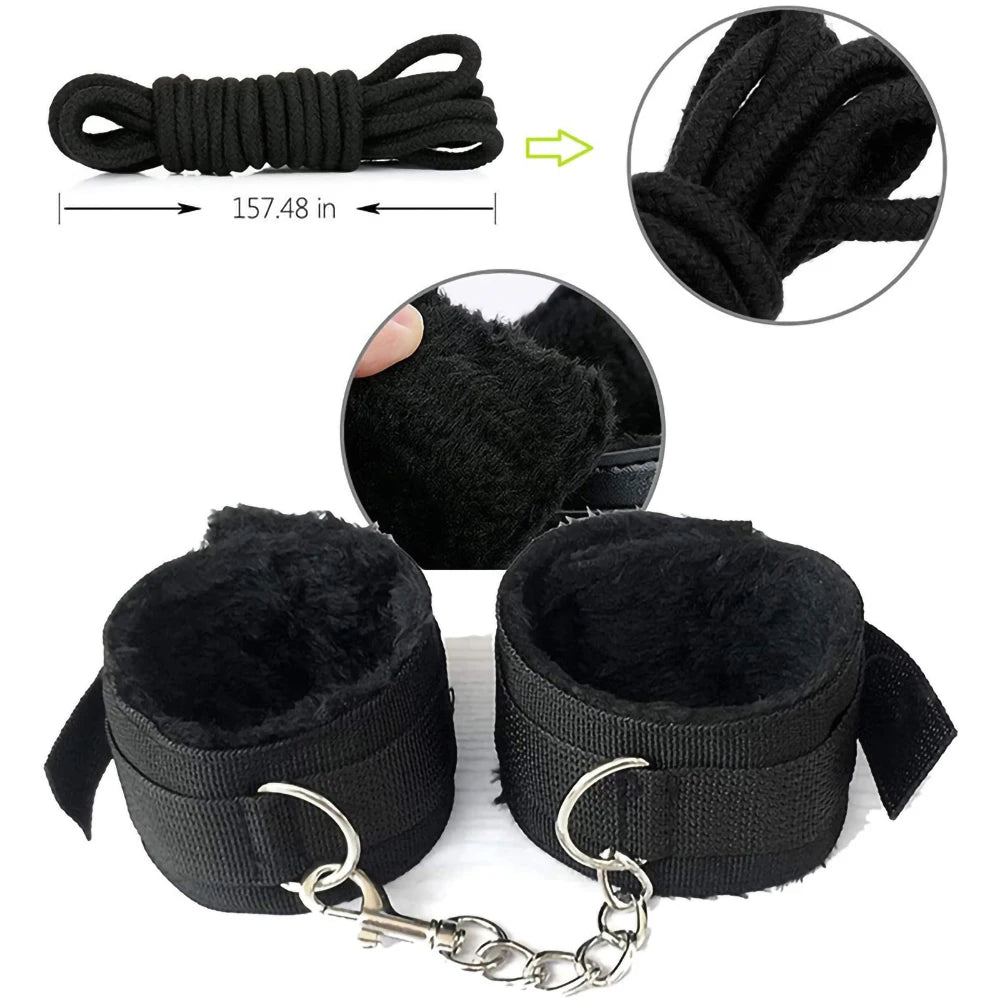 Adult Sexy Toys BDSM Sexual Couples Kit - Erotic Accessories for Women - Handcuffs, Anal Plug, Sex Games
