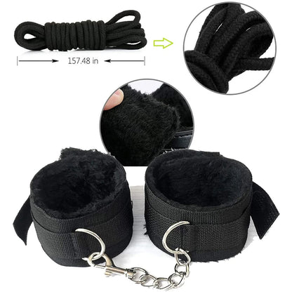 Adult Sexy Toys BDSM Sexual Couples Kit - Erotic Accessories for Women - Handcuffs, Anal Plug, Sex Games