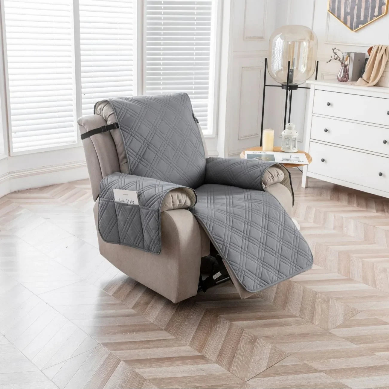 100% Waterproof Recliner Chair Cover – Non-Slip Recliner Slipcover with Pocket for Bedroom, Office & Living Room